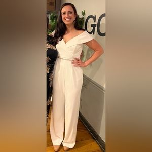 Off-The-Shoulder White Crepe